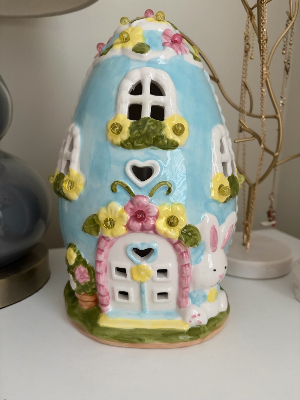 Pastel Ceramic Bunny House Night Light